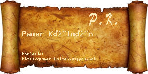 Pamer Kálmán névjegykártya